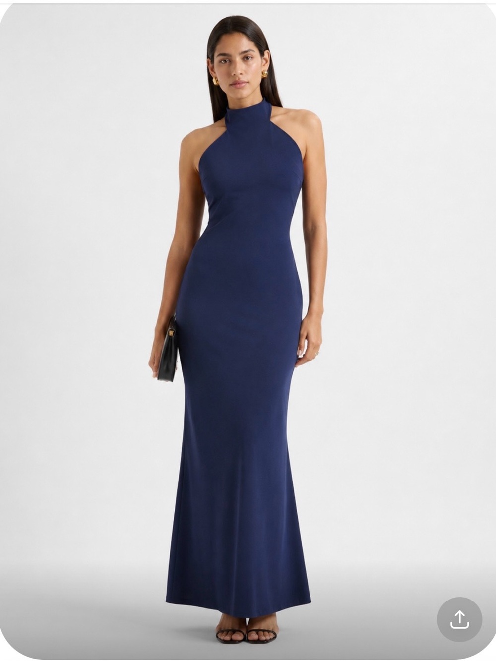 JOVANI Navy Halter Neck Maxi Dress Size 8